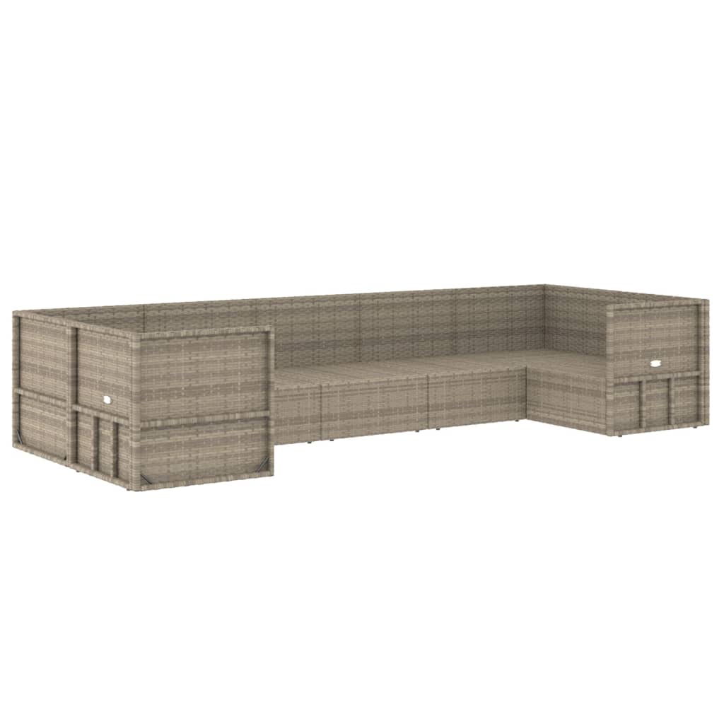 Set Mobilier De Grădină Cu Perne, 7 Piese, Gri, Poliratan