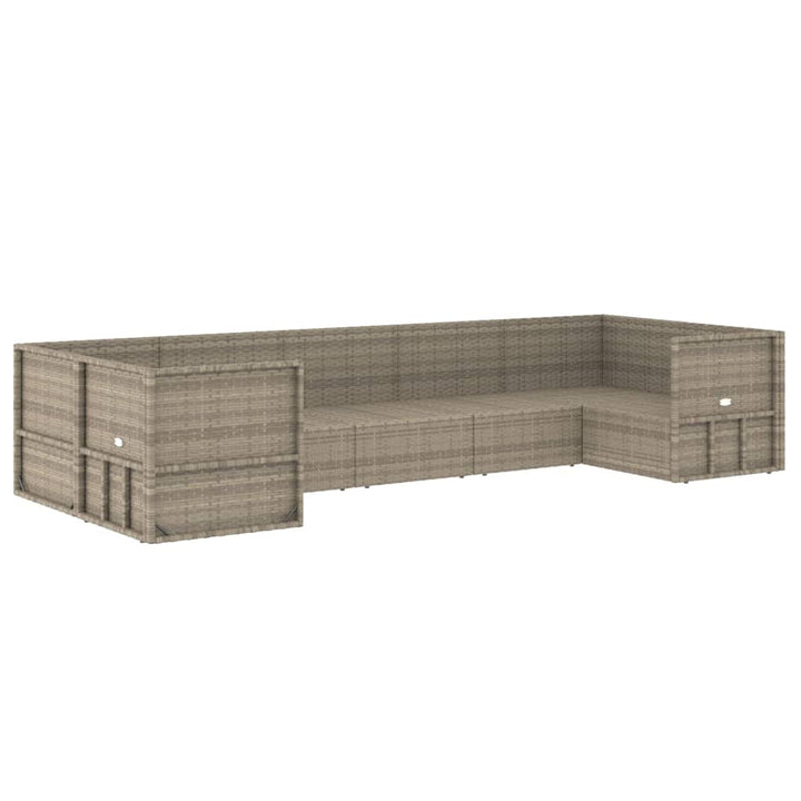Set Mobilier De Grădină Cu Perne, 7 Piese, Gri, Poliratan