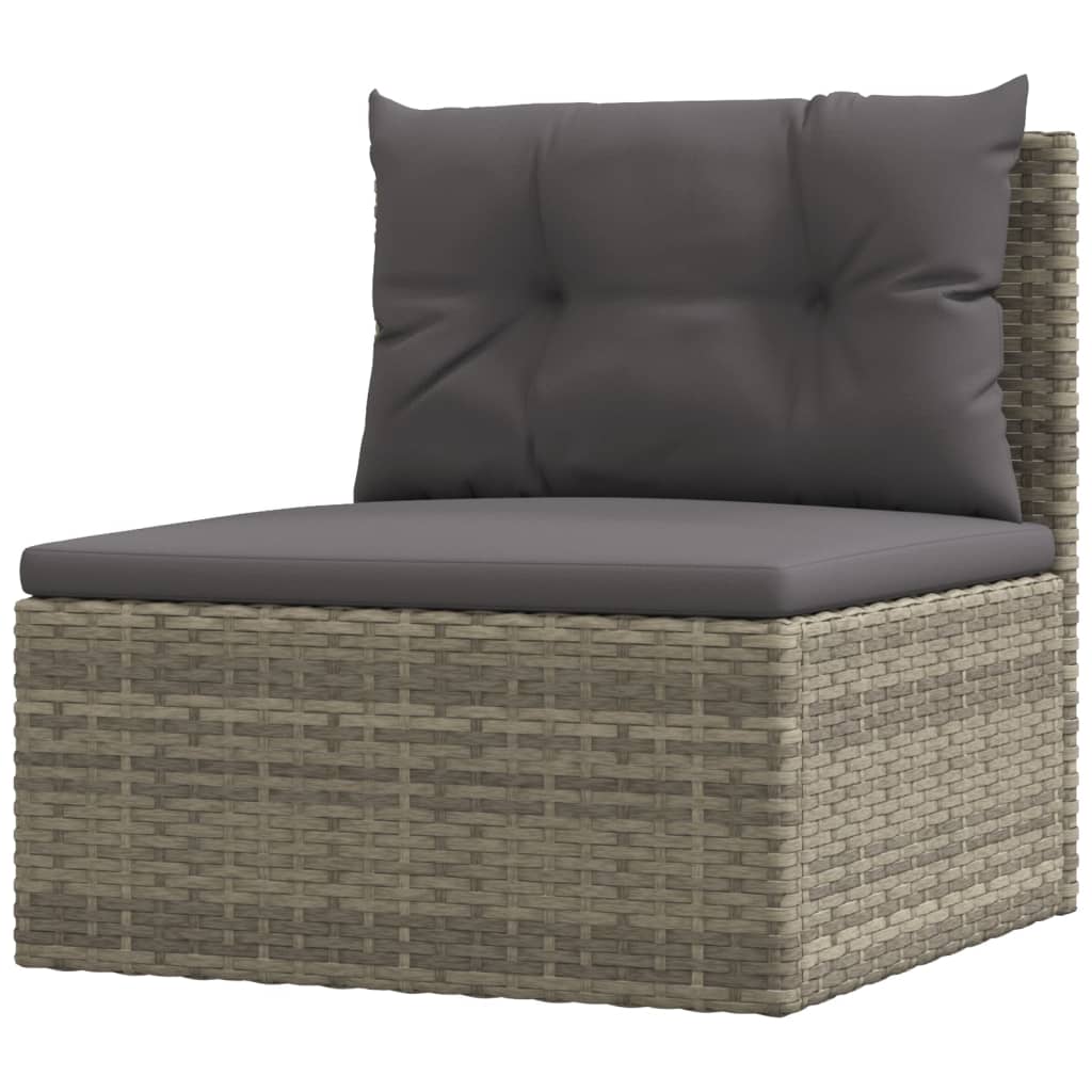 Set Mobilier De Grădină Cu Perne, 7 Piese, Gri, Poliratan