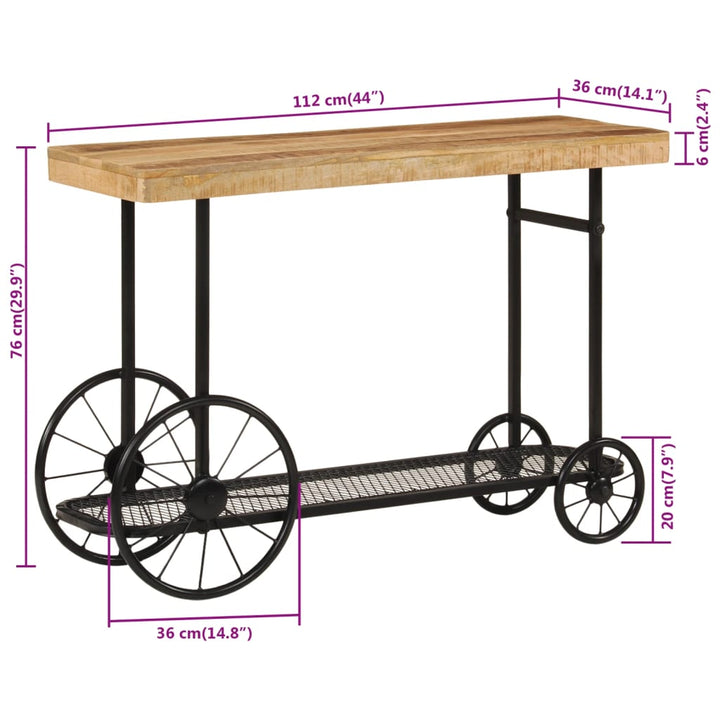 Consolă 112X36X76 Cm Din Lemn Masiv De Mango Și Fier