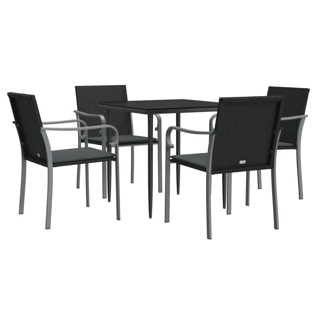 Set Mobilier De Grădină Cu Perne, 5 Piese, Poliratan Și Oțel