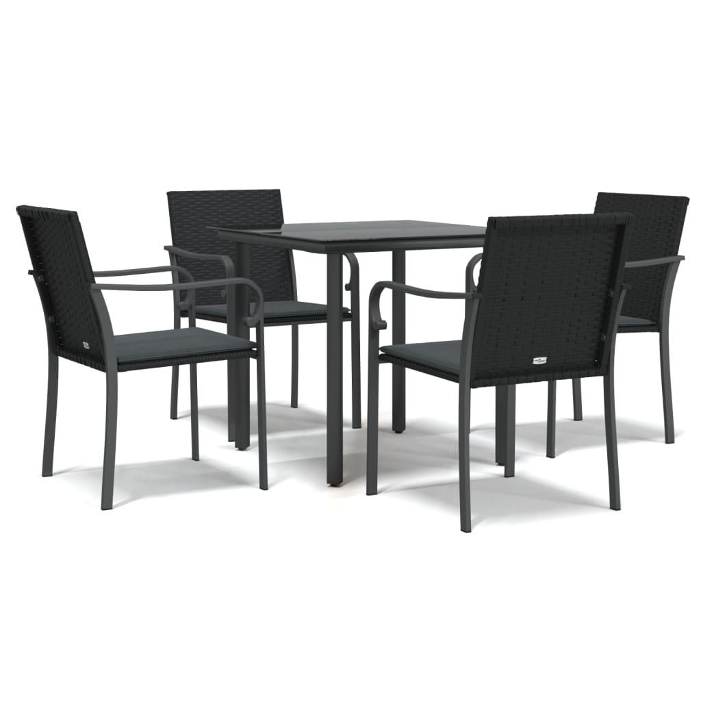 Set Mobilier De Grădină Cu Perne, 5 Piese, Poliratan Și Oțel