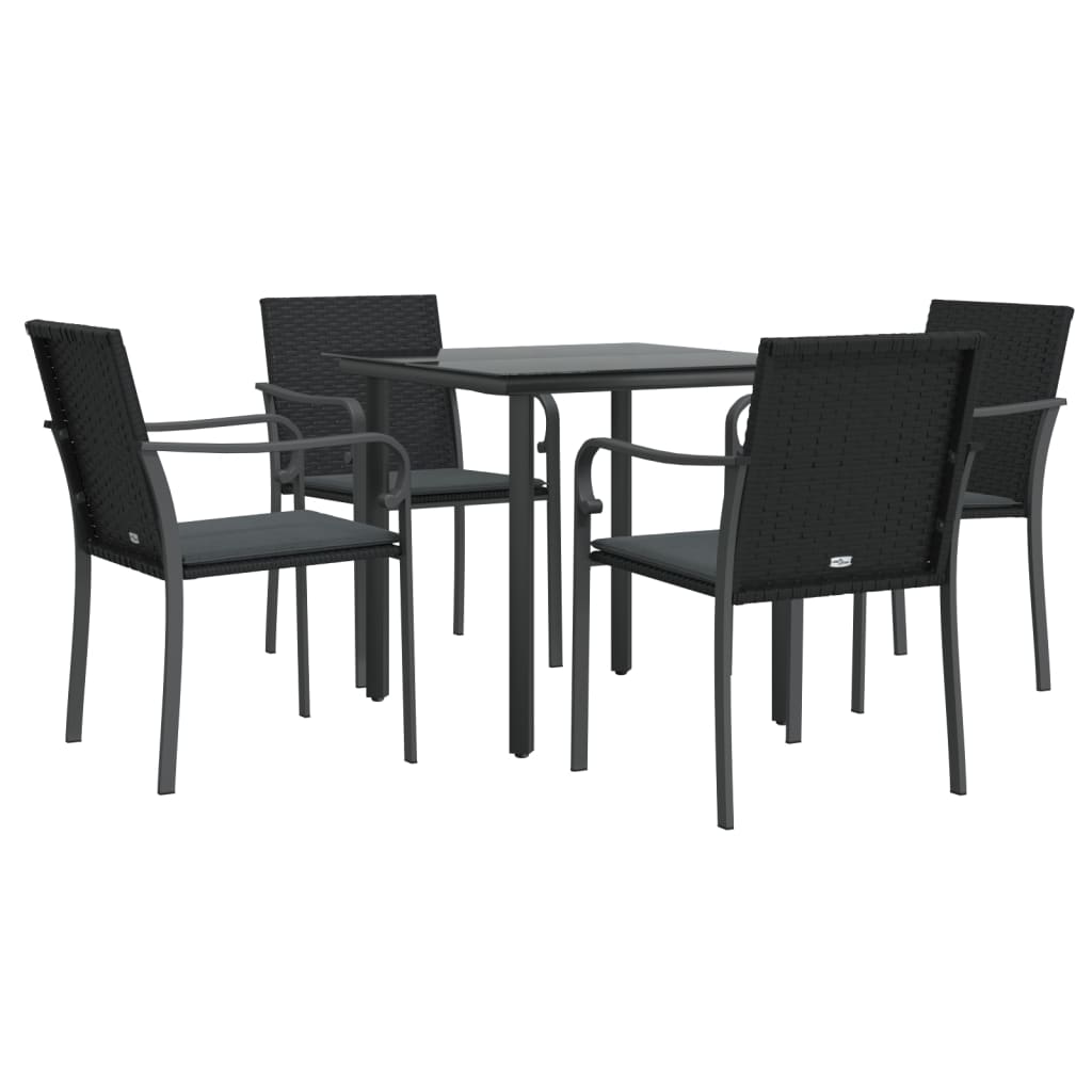 Set Mobilier De Grădină Cu Perne, 5 Piese, Poliratan Și Oțel