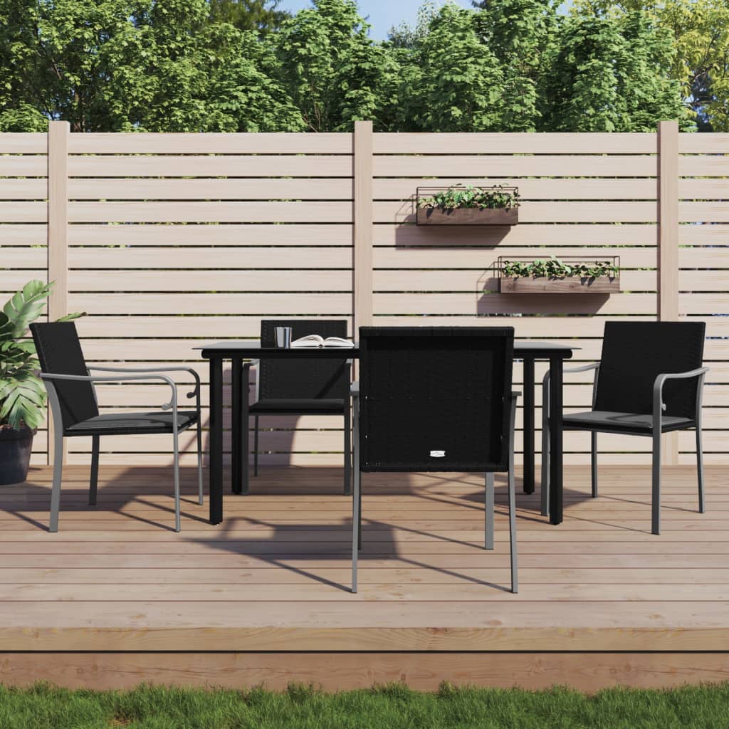 Set Mobilier De Grădină Cu Perne, 5 Piese, Poliratan Și Oțel