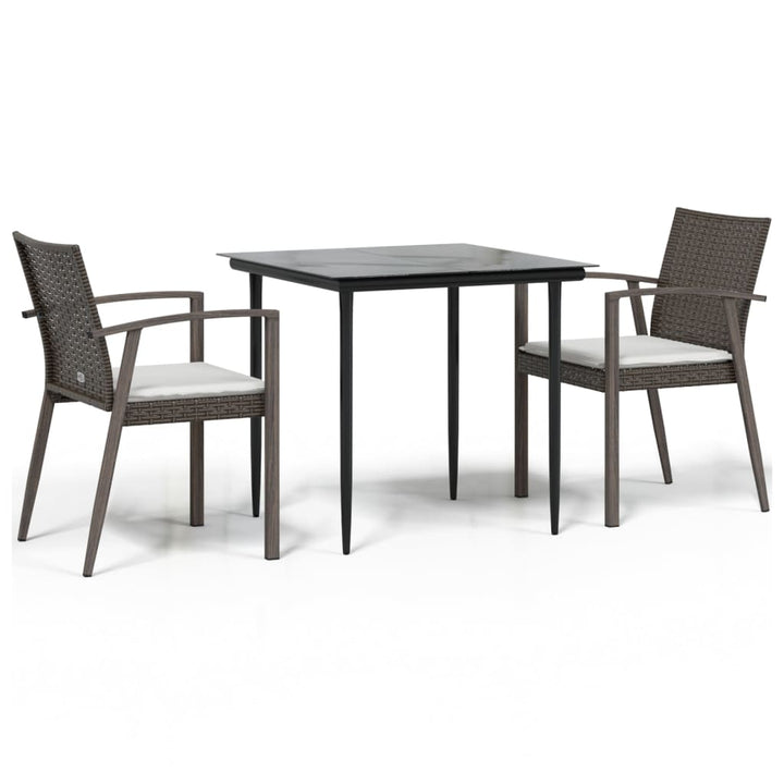 Set Mobilier De Grădină Cu Perne, 3 Piese, Poliratan Și Oțel