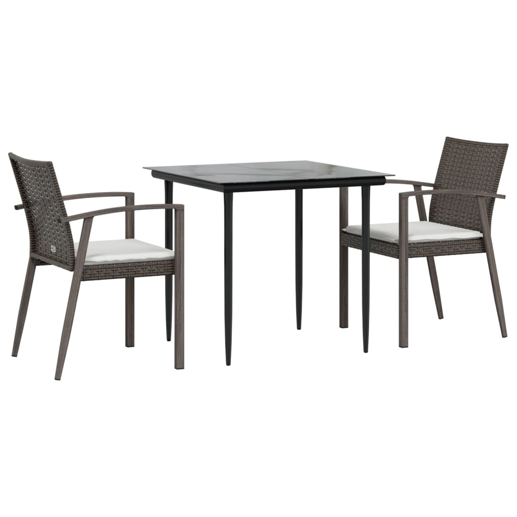Set Mobilier De Grădină Cu Perne, 3 Piese, Poliratan Și Oțel