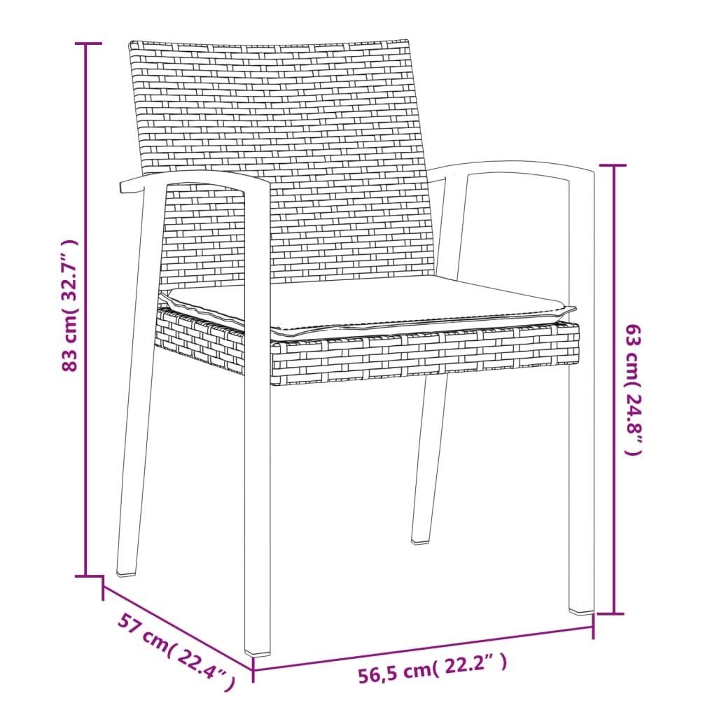 Set Mobilier De Grădină Cu Perne, 3 Piese, Poliratan Și Oțel
