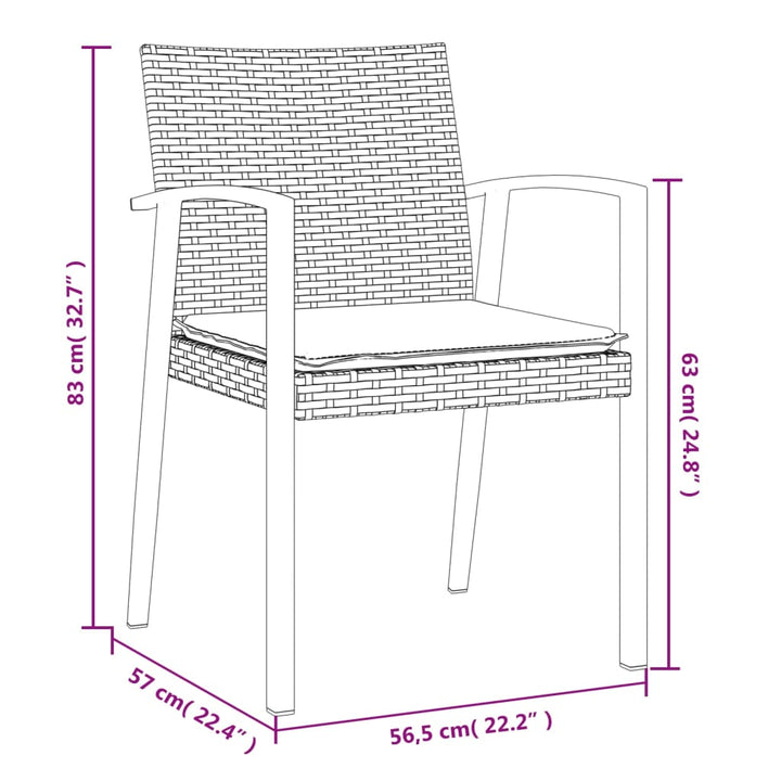 Set Mobilier De Grădină Cu Perne, 3 Piese, Poliratan Și Oțel