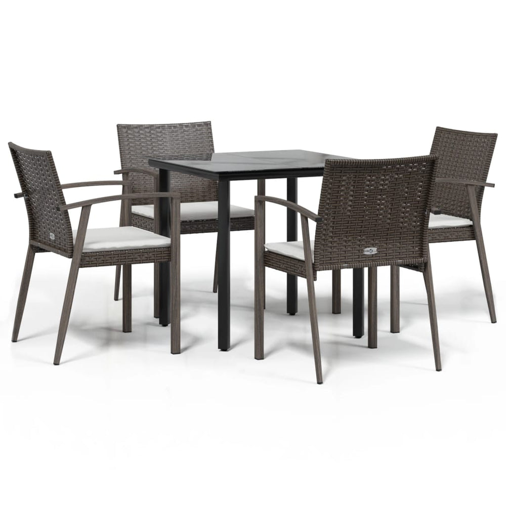 Set Mobilier De Grădină Cu Perne, 5 Piese, Poliratan Și Oțel