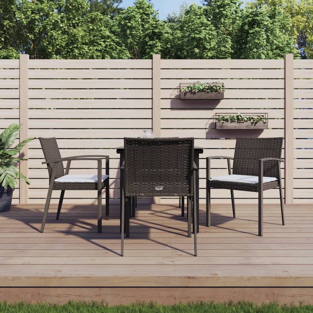 Set Mobilier De Grădină Cu Perne, 5 Piese, Poliratan Și Oțel