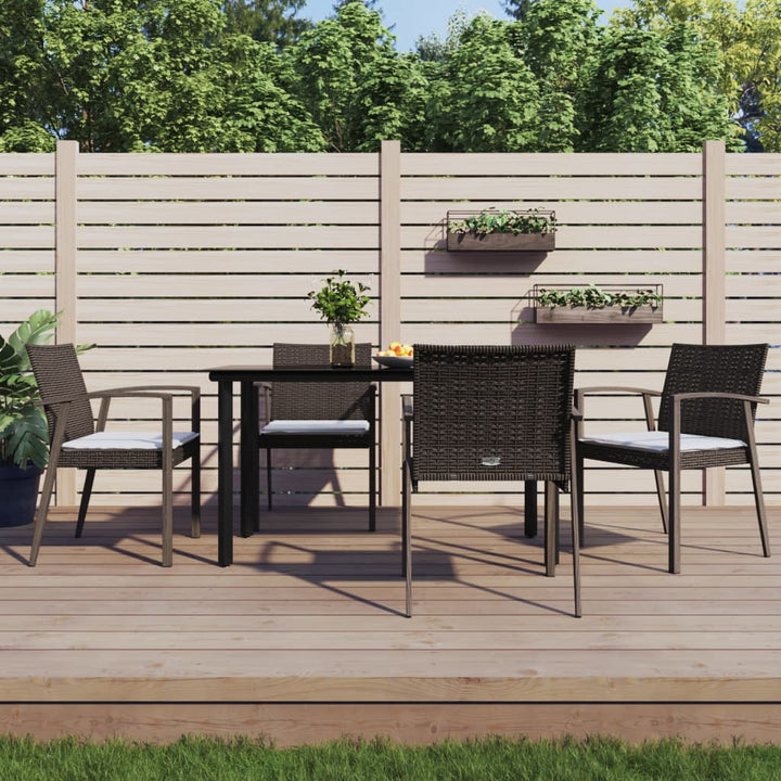 Set Mobilier De Grădină Cu Perne, 5 Piese, Poliratan Și Oțel