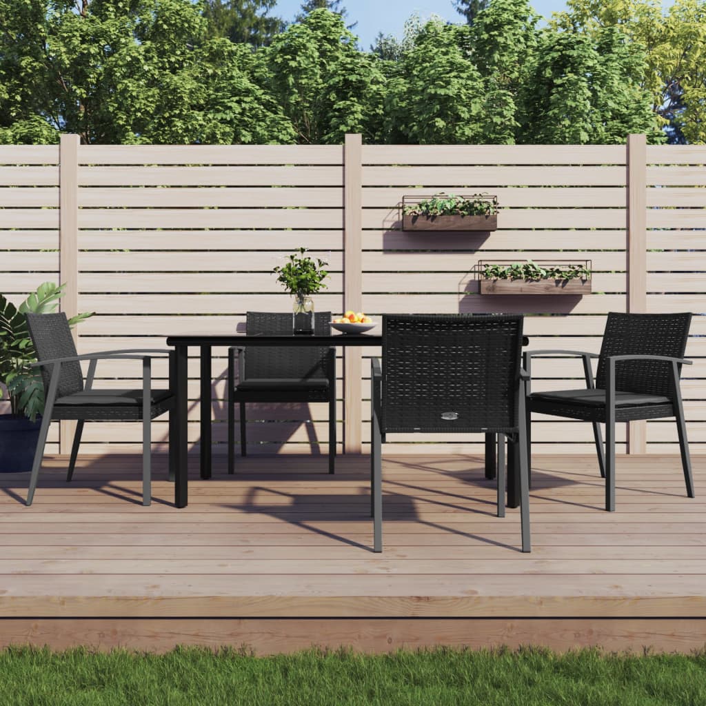 Set Mobilier De Grădină Cu Perne, 5 Piese, Poliratan Și Oțel