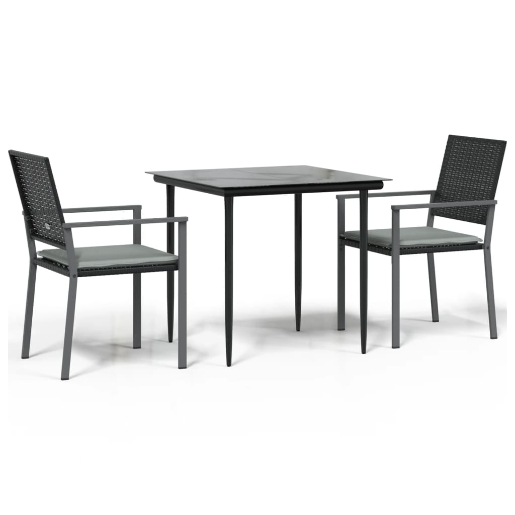 Vixl Set Mobilier De Grădină Cu Perne, 3 Piese, Poliratan Și Oțel