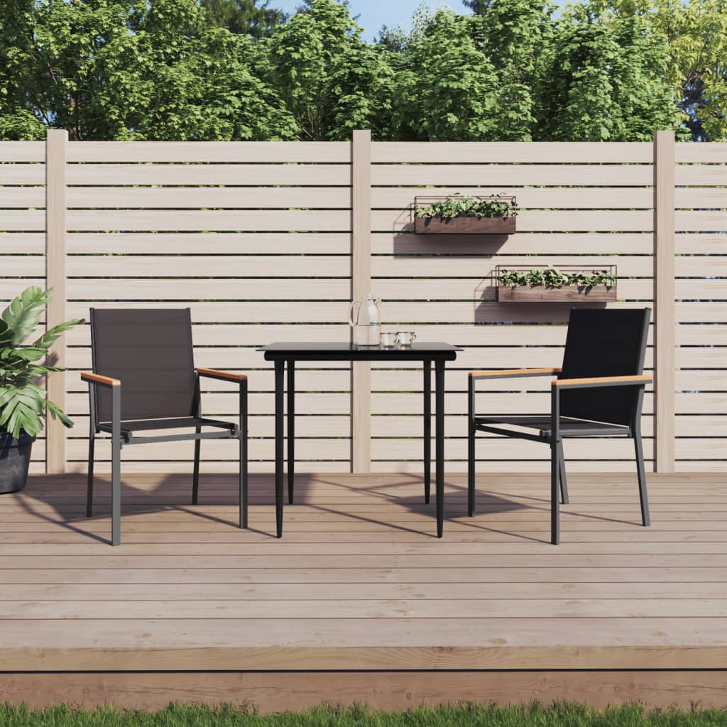 Set Mobilier De Grădină, 5 Piese, Negru, Textilenă Și Oțel