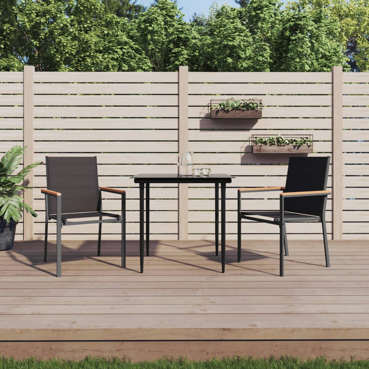 Set Mobilier De Grădină, 5 Piese, Negru, Textilenă Și Oțel