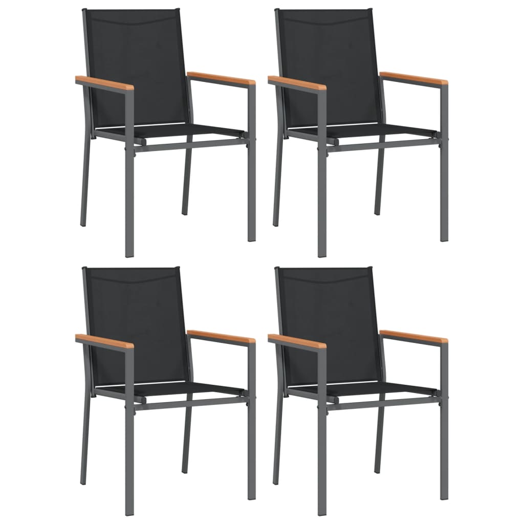 Set Mobilier De Grădină, 5 Piese, Negru, Textilenă Și Oțel