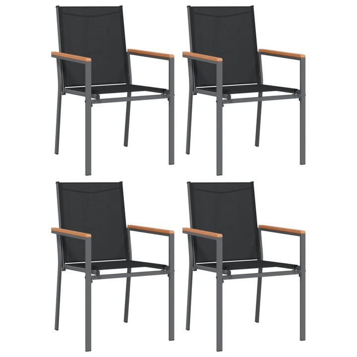 Set Mobilier De Grădină, 5 Piese, Negru, Textilenă Și Oțel