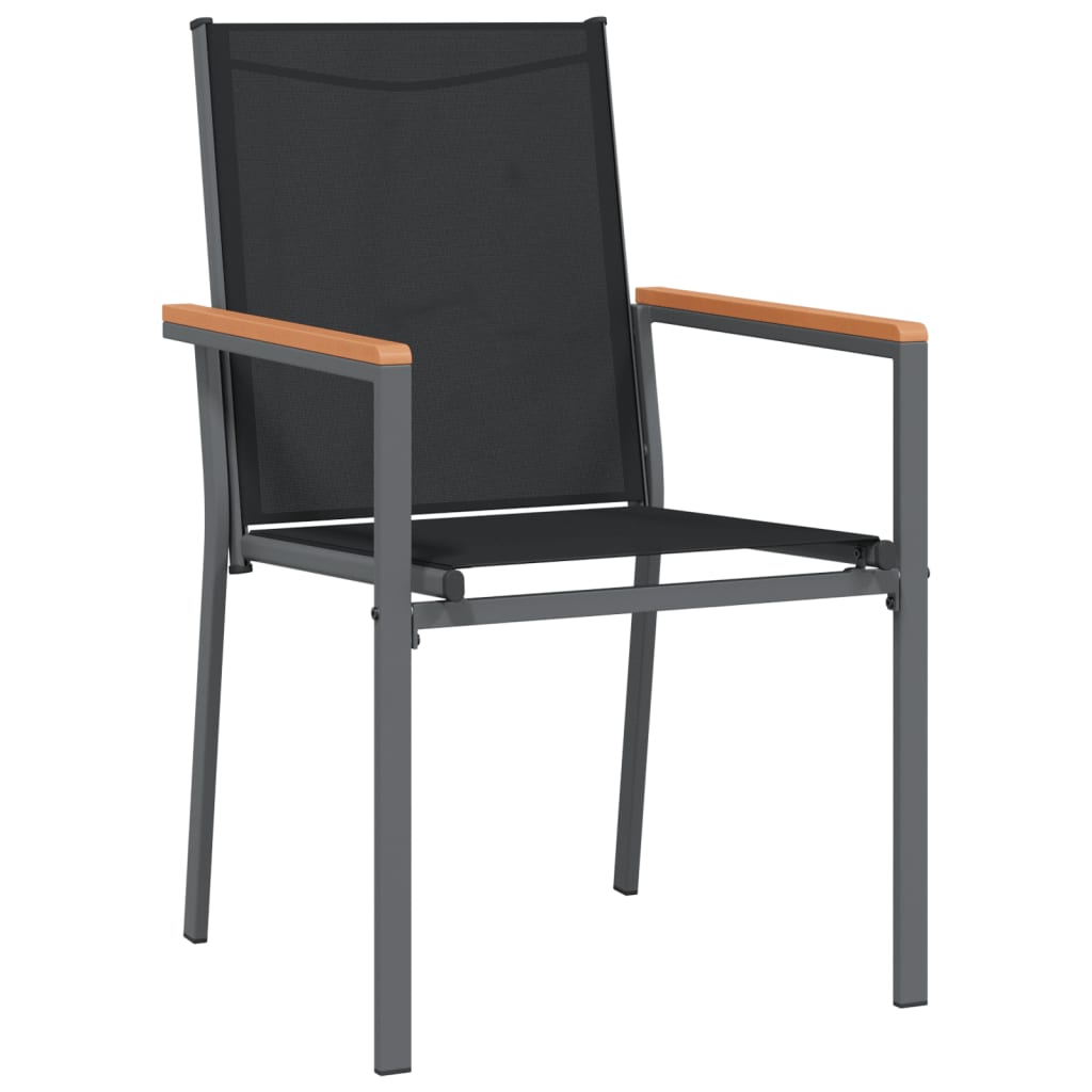 Set Mobilier De Grădină, 5 Piese, Negru, Textilenă Și Oțel
