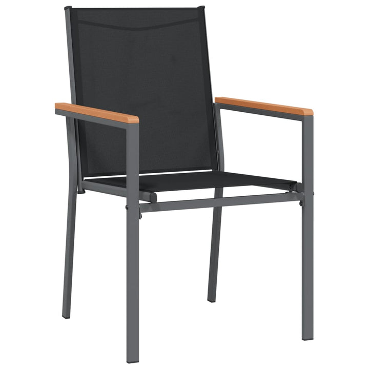 Set Mobilier De Grădină, 5 Piese, Negru, Textilenă Și Oțel