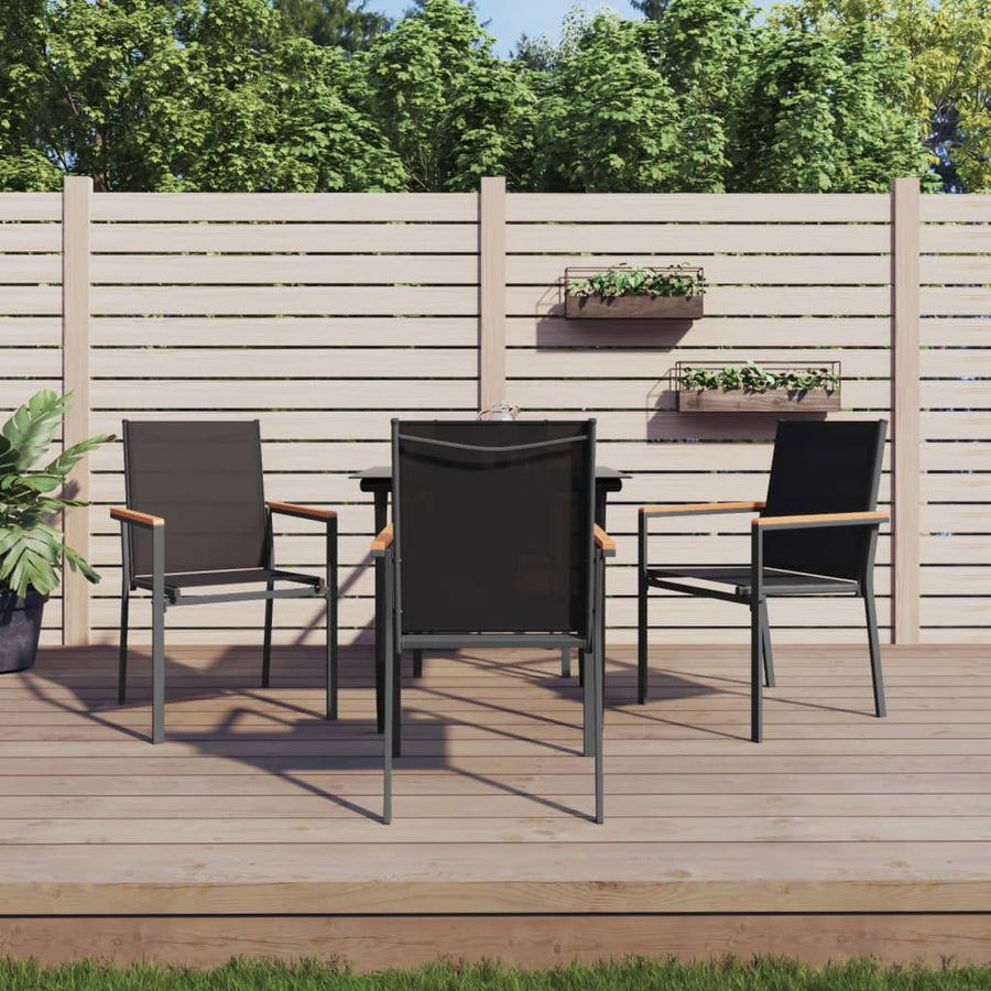 Set Mobilier De Grădină, 5 Piese, Negru, Textilenă Și Oțel