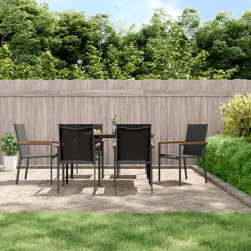 Set Mobilier De Grădină, 5 Piese, Negru, Textilenă Și Oțel