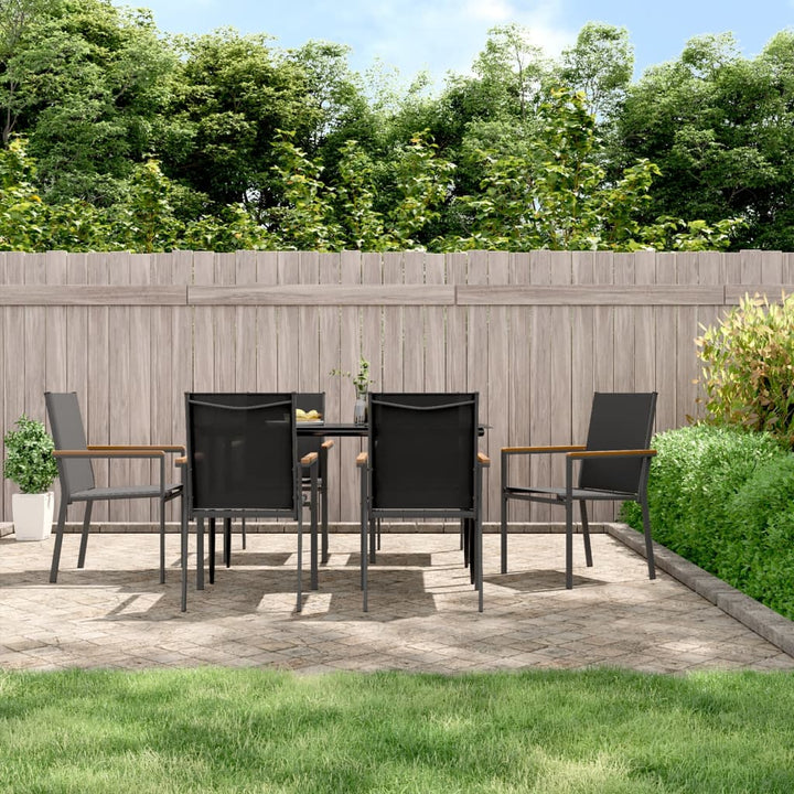 Set Mobilier De Grădină, 5 Piese, Negru, Textilenă Și Oțel