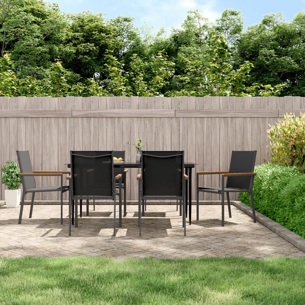 Set Mobilier De Grădină, 5 Piese, Negru, Textilenă Și Oțel