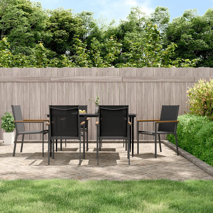 Set Mobilier De Grădină, 5 Piese, Negru, Textilenă Și Oțel