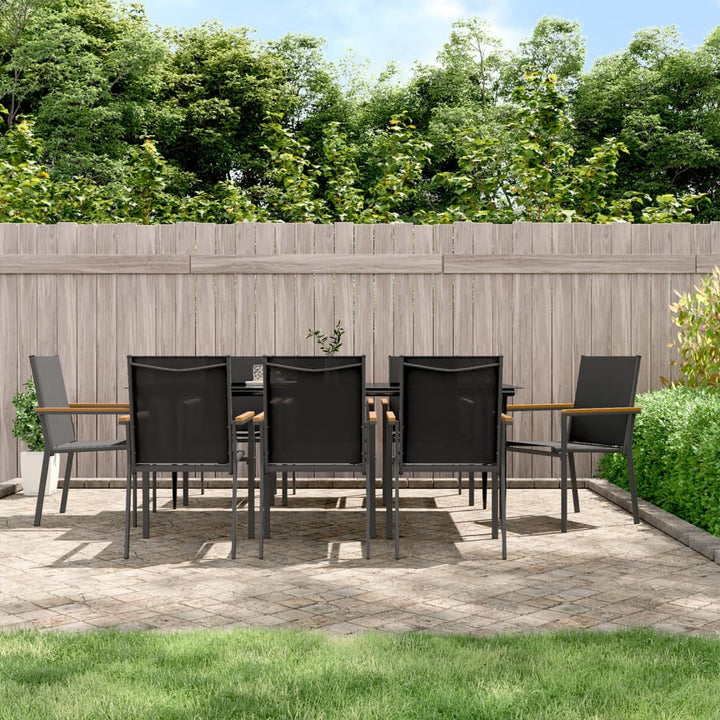 Set Mobilier De Grădină, 5 Piese, Negru, Textilenă Și Oțel