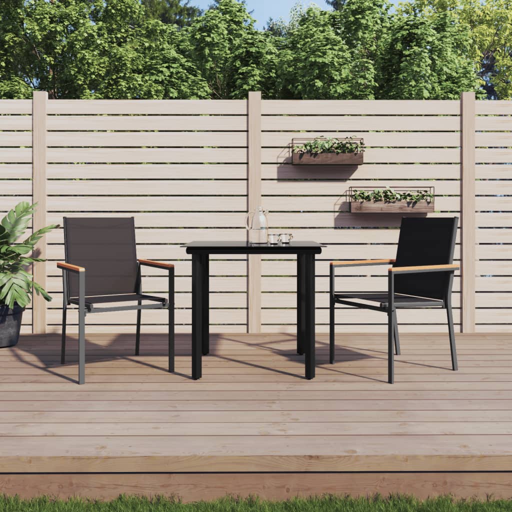 Set Mobilier De Grădină, 5 Piese, Negru, Textilenă Și Oțel