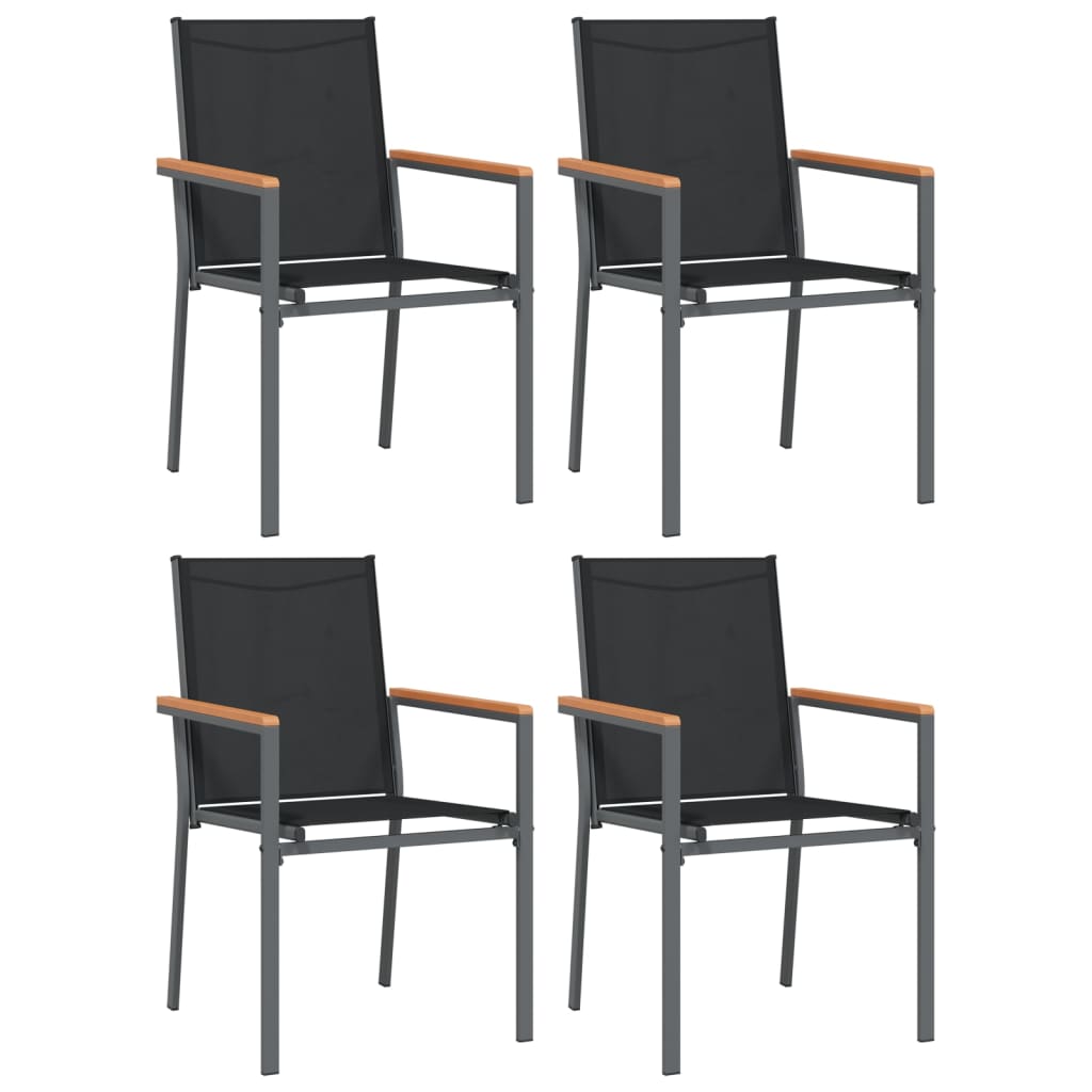 Set Mobilier De Grădină, 5 Piese, Negru, Textilenă Și Oțel