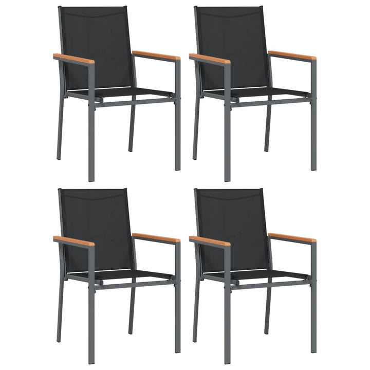 Set Mobilier De Grădină, 5 Piese, Negru, Textilenă Și Oțel