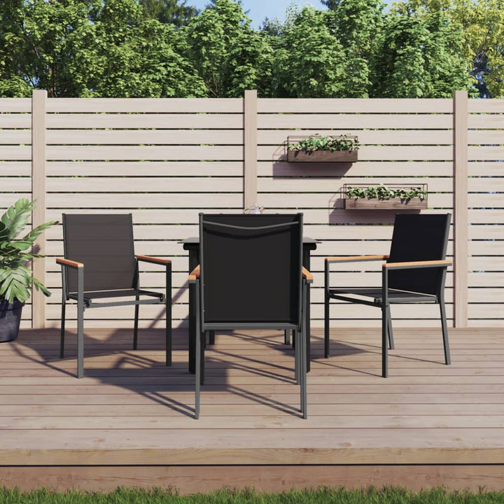 Set Mobilier De Grădină, 5 Piese, Negru, Textilenă Și Oțel