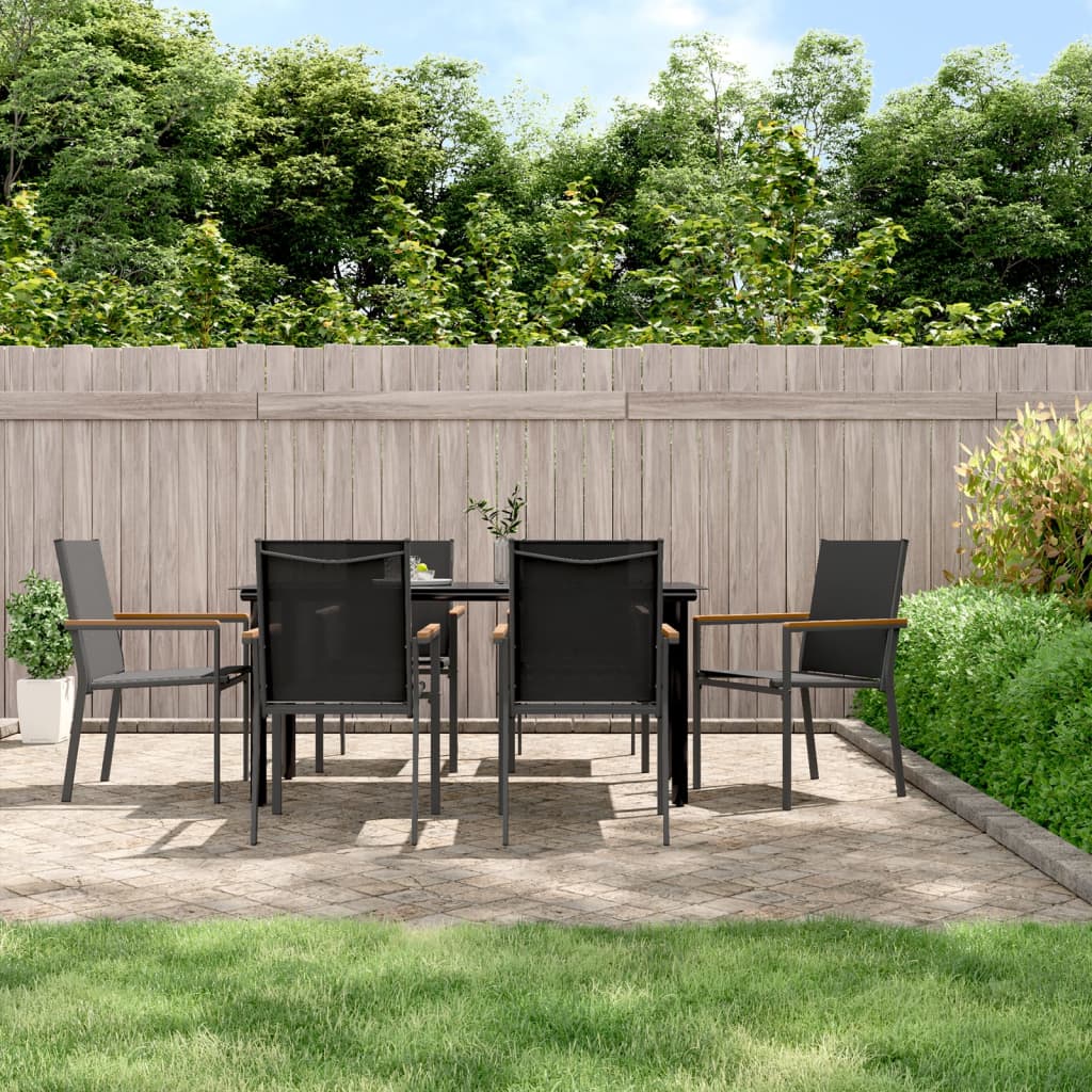 Set Mobilier De Grădină, 5 Piese, Negru, Textilenă Și Oțel