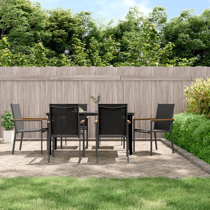 Set Mobilier De Grădină, 5 Piese, Negru, Textilenă Și Oțel