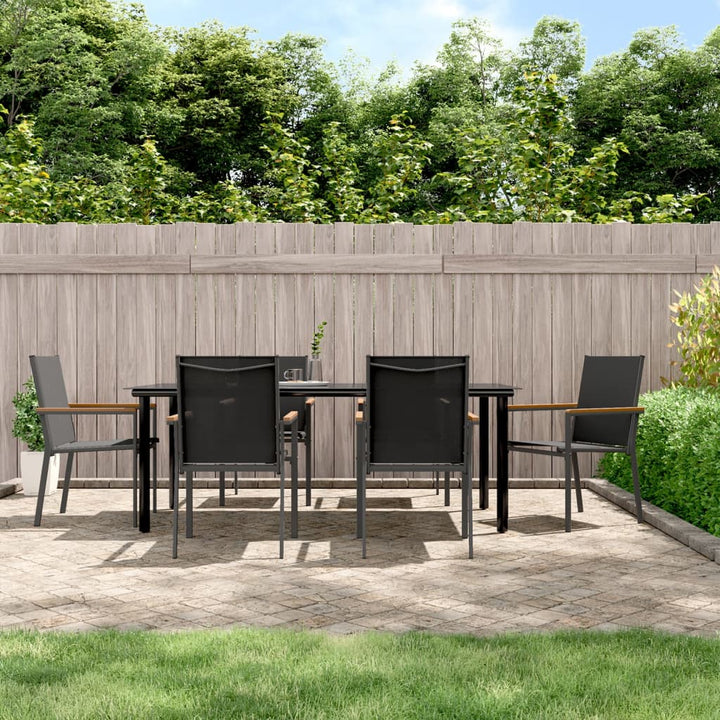 Set Mobilier De Grădină, 5 Piese, Negru, Textilenă Și Oțel