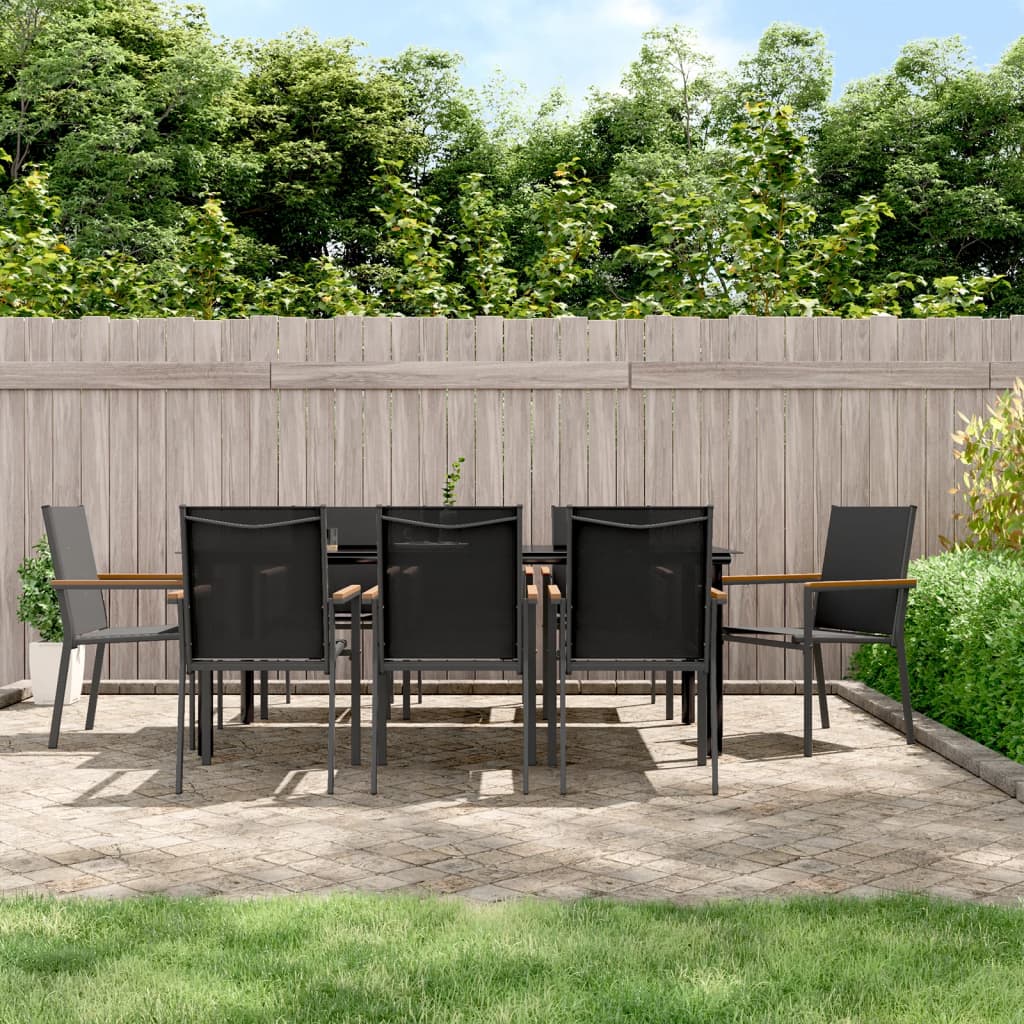 Set Mobilier De Grădină, 5 Piese, Negru, Textilenă Și Oțel