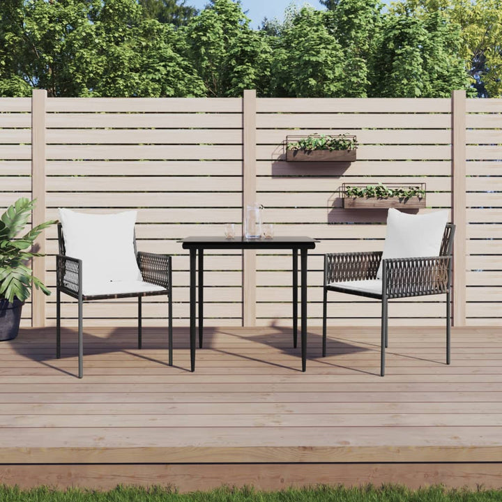 Set Mobilier De Grădină Cu Perne, 3 Piese, Poliratan Și Oțel