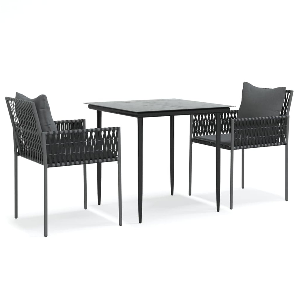 Set Mobilier De Grădină Cu Perne, 3 Piese, Poliratan Și Oțel