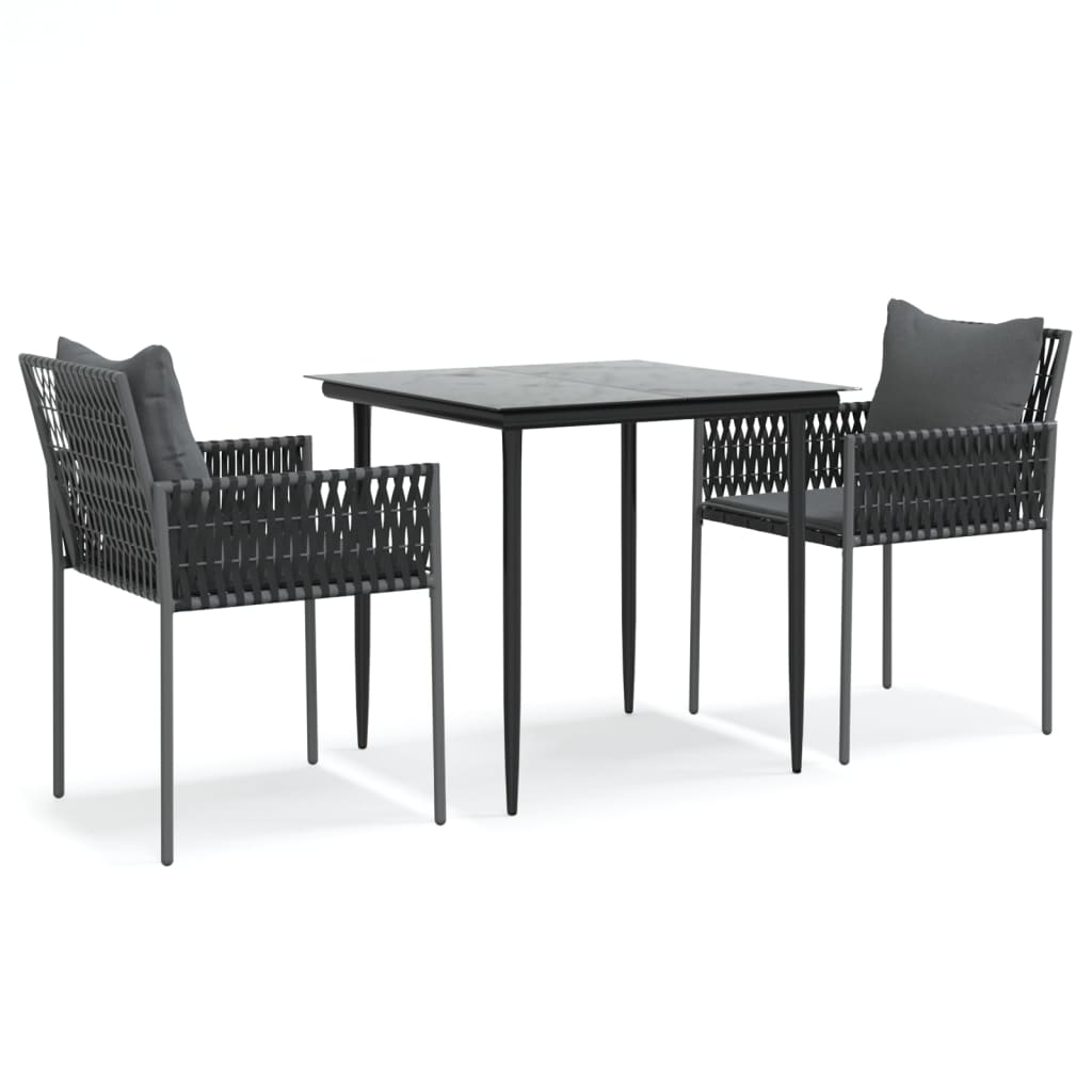 Set Mobilier De Grădină Cu Perne, 3 Piese, Poliratan Și Oțel