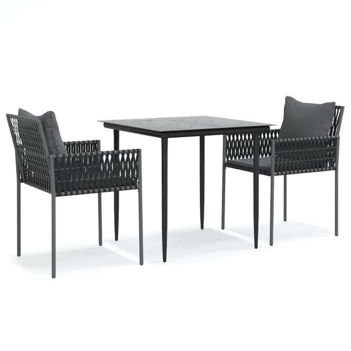 Set Mobilier De Grădină Cu Perne, 3 Piese, Poliratan Și Oțel