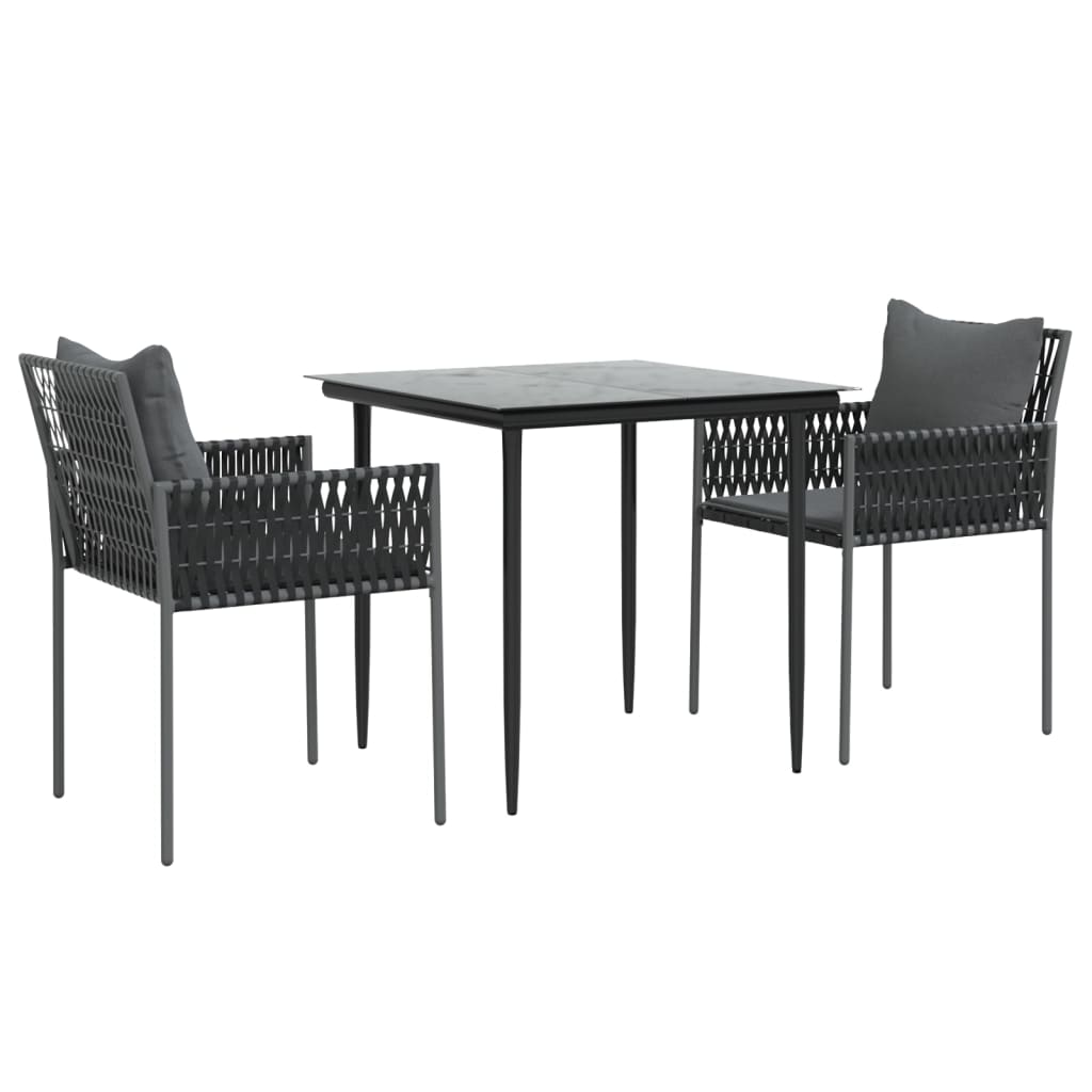 Set Mobilier De Grădină Cu Perne, 3 Piese, Poliratan Și Oțel