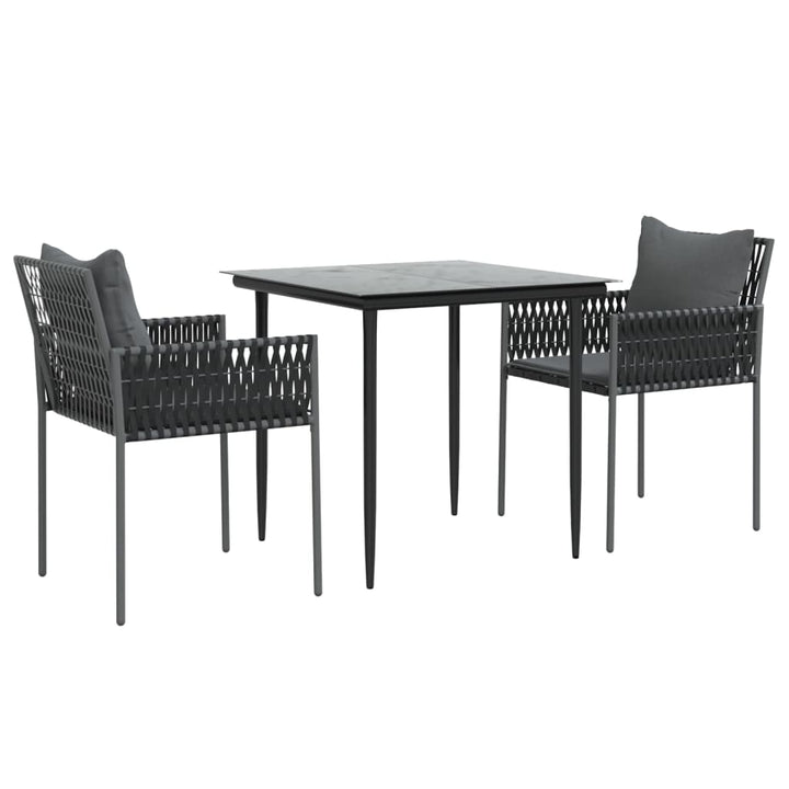 Set Mobilier De Grădină Cu Perne, 3 Piese, Poliratan Și Oțel