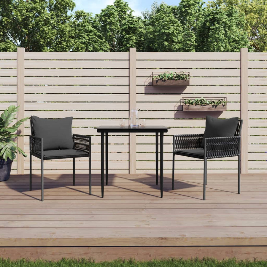 Set Mobilier De Grădină Cu Perne, 3 Piese, Poliratan Și Oțel