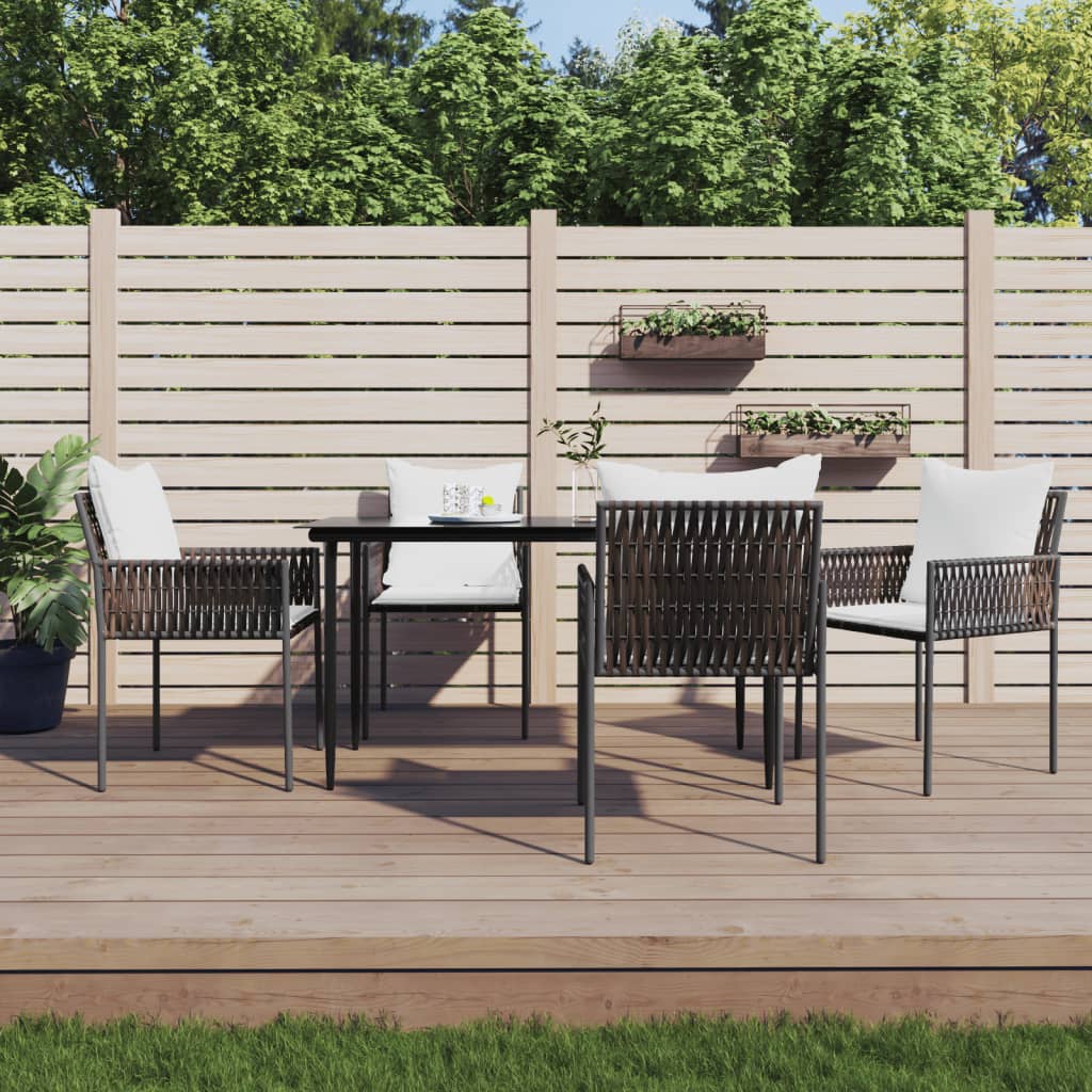Set Mobilier De Grădină Cu Perne, 3 Piese, Poliratan Și Oțel
