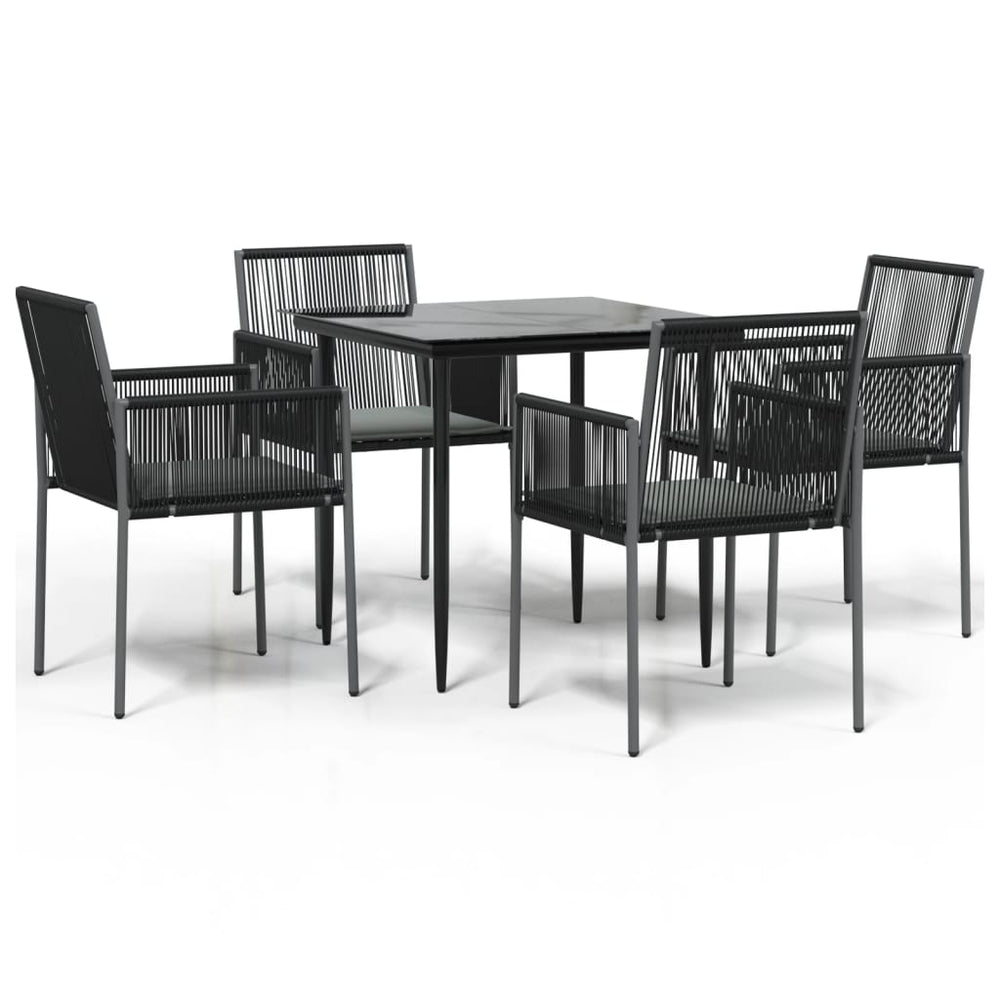 Set Mobilier Grădină Cu Perne, 5 Piese, Negru, Poliratan & Oțel
