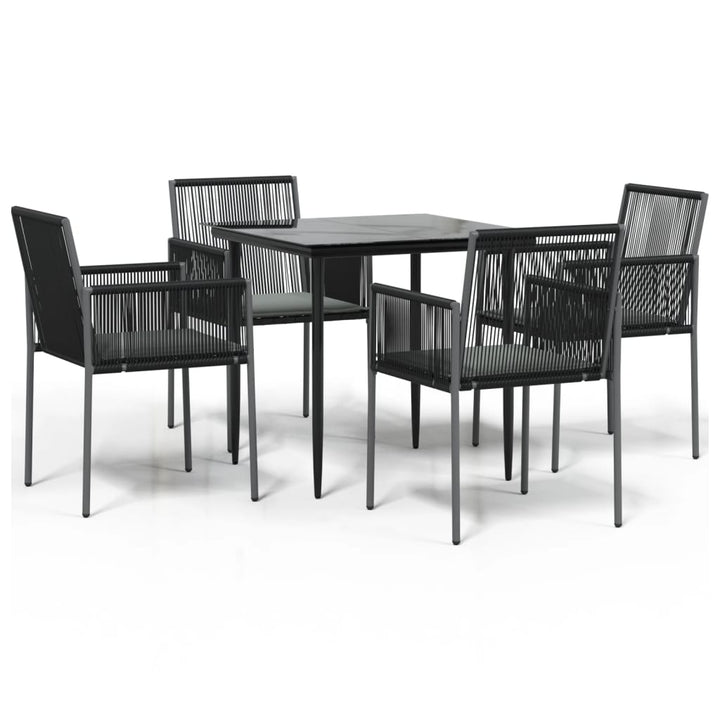 Set Mobilier Grădină Cu Perne, 5 Piese, Negru, Poliratan & Oțel