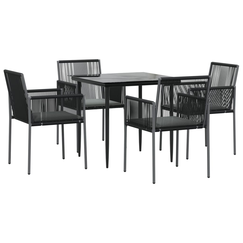 Set Mobilier Grădină Cu Perne, 5 Piese, Negru, Poliratan & Oțel