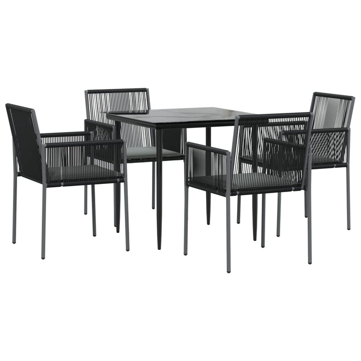 Set Mobilier Grădină Cu Perne, 5 Piese, Negru, Poliratan & Oțel