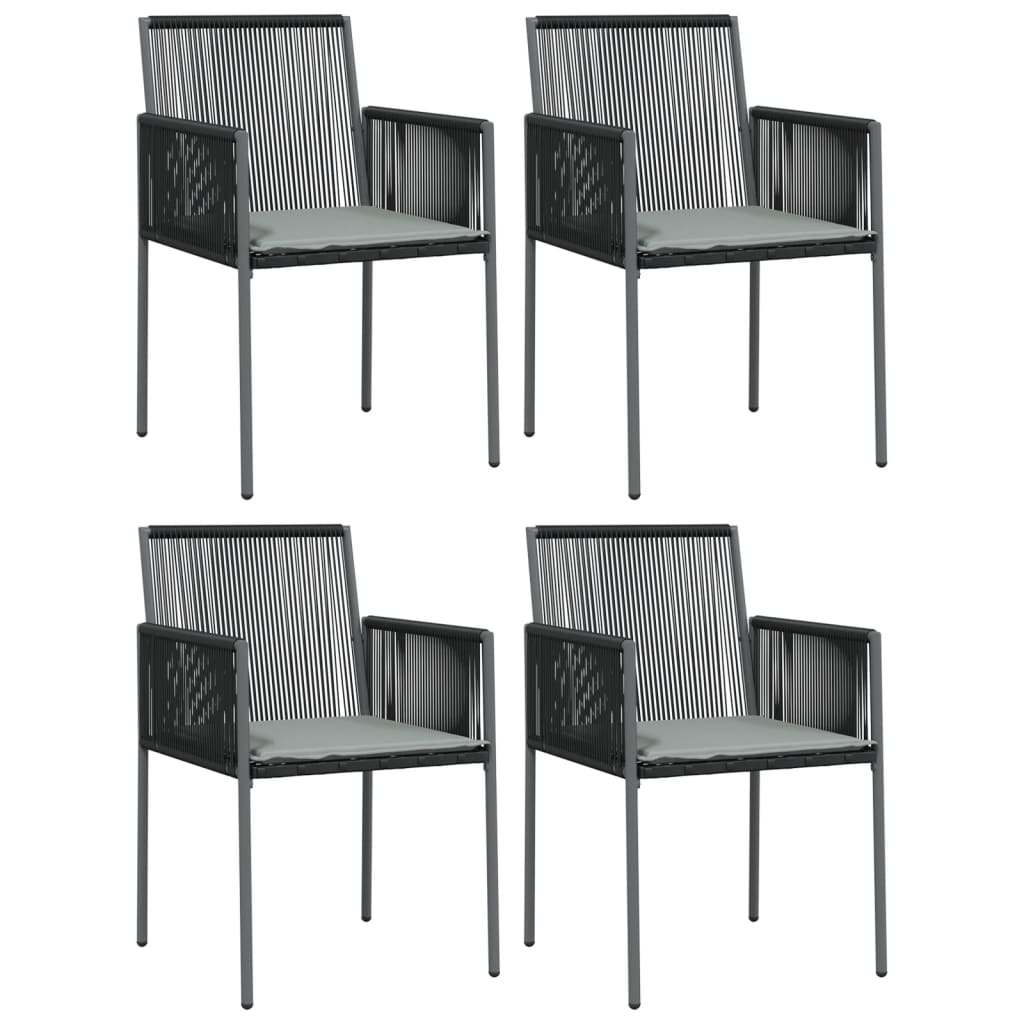 Set Mobilier Grădină Cu Perne, 5 Piese, Negru, Poliratan & Oțel